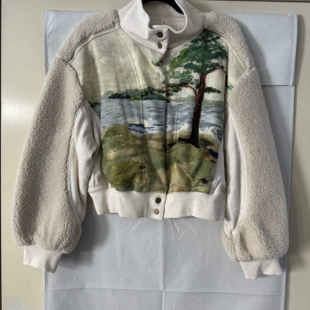 Anthropologie Daily Practice Landscape Beige and Green Jacket - Picture 9 of 9